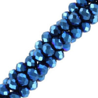 Faceted glass beads 3x2mm disc - Light interstellar blue-pearl shine coating
